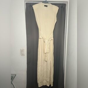 JLUXLABEL Ivory Ribbed Knit Side Slit Maxi  Sweater Dress Size M